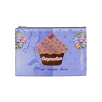 Pink cupcake with blue background cosmetic bag - Cosmetic Bag (Medium)