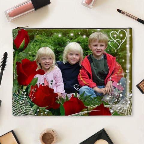 Love Red Rose Xl Cosmetic Bag By Deborah Front