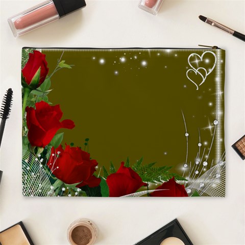 Love Red Rose Xl Cosmetic Bag By Deborah Back