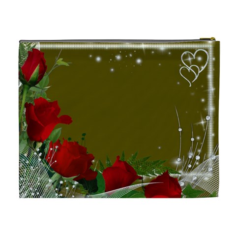 Love Red Rose Xl Cosmetic Bag By Deborah Back