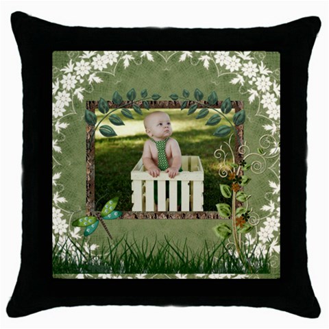 Green Nature Throw Pillow Case By Lil Front