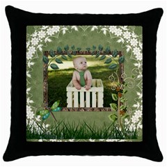 Green Nature Throw Pillow Case - Throw Pillow Case (Black)