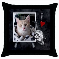 Love My Cat Throw Pillow Case - Throw Pillow Case (Black)