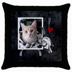 Love My Cat Throw Pillow Case - Throw Pillow Case (Black)