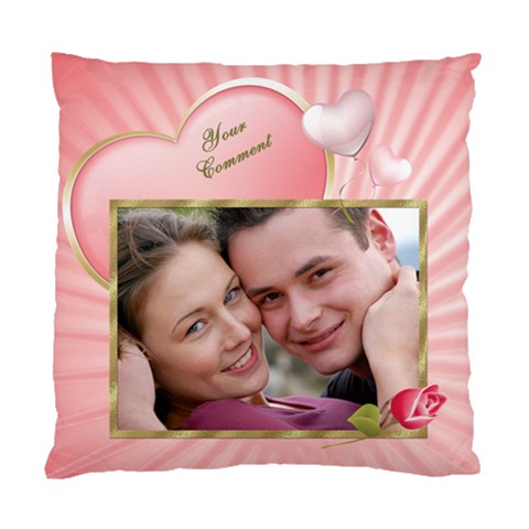 Pink Heart Cushion Case (2 Sided) By Deborah Front