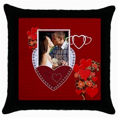 Red Heart Throw Pillow Case - Throw Pillow Case (Black)