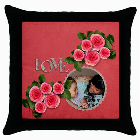 Throw Pillow Case (black): Love By Jennyl Front