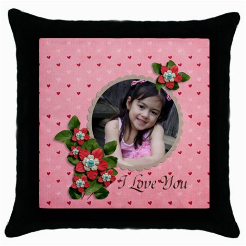 Throw Pillow Case (black): I Love You By Jennyl Front
