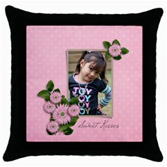 Throw Pillow Case (Black): Sweet Kisses