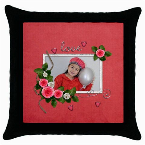 Throw Pillow Case (black): Love By Jennyl Front