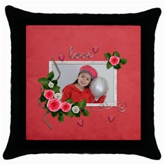 Throw Pillow Case (Black): Love