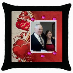 I love you Pillow - Throw Pillow Case (Black)