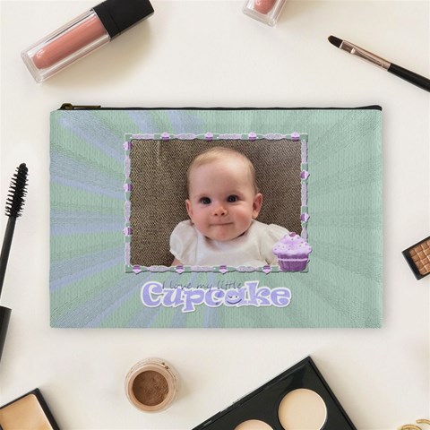 I Love My Little Cupcake Green Cosmetic Make Up Bag By Claire Mcallen Front