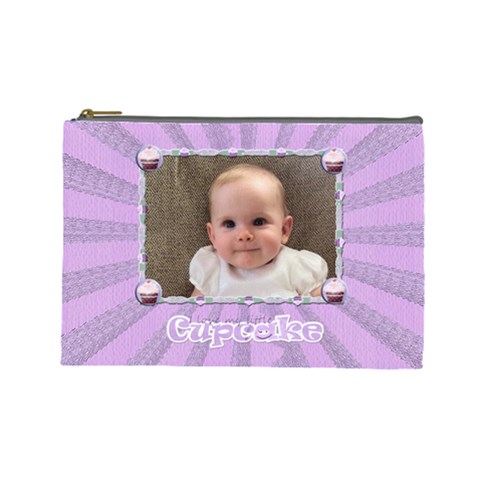 I Love My Little Cupcake Lilac  And Green Cosmetic Bag By Claire Mcallen Front