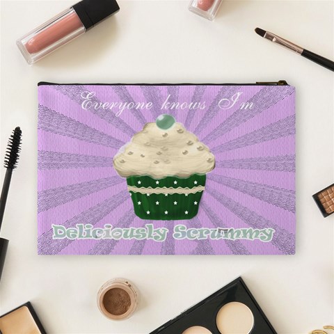 I Love My Little Cupcake Lilac  And Green Cosmetic Bag By Claire Mcallen Back