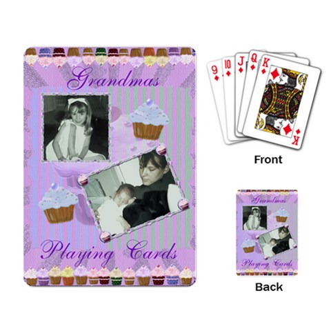 Cupcake Playing Cards In Purple And Green By Claire Mcallen Back