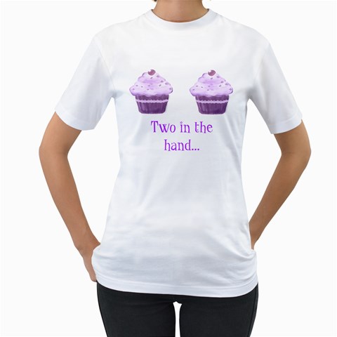 Two In The Hand Cupcake Funny T Shirt By Claire Mcallen Front
