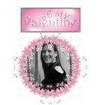 Be my valentine card pink balloons and sparkles - Greeting Card 5  x 7 
