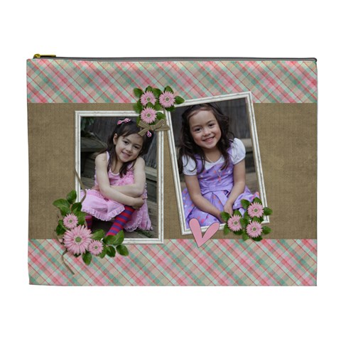Xl Cosmetic Bag: Brown And Pink 3 By Jennyl Front