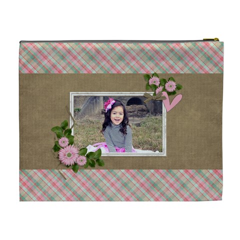 Xl Cosmetic Bag: Brown And Pink 3 By Jennyl Back