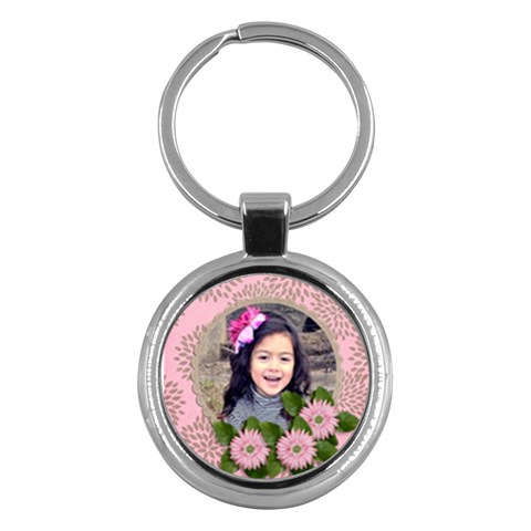 Keychain: Pink Flowers By Jennyl Front