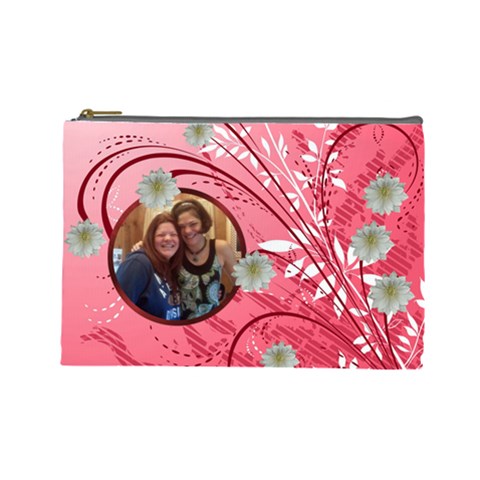 Red Swirl Large Cosmetic Bag By Kim Blair Front