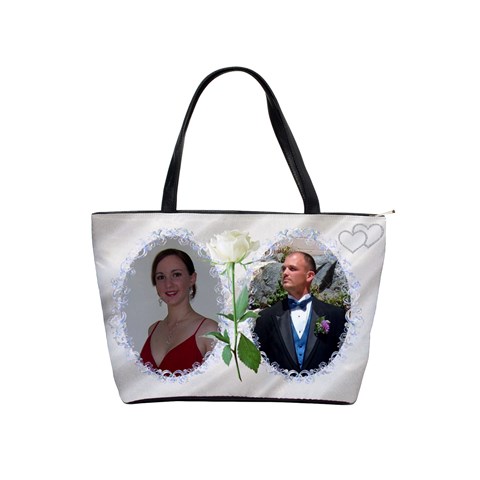 Our Love In White Satin Shoulder Bag By Deborah Front