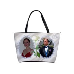 Our love in white satin shoulder Bag - Classic Shoulder Handbag Our love in white satin shoulder Bag - Classic Shoulder Handbag