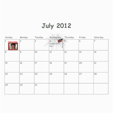 Calendar 18 Mo 2012 Aug 2012
