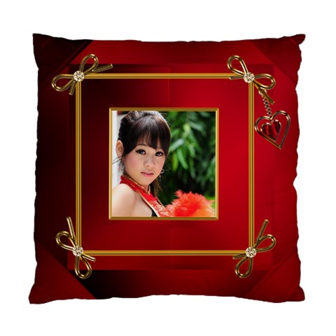 Red And Gold Framed (2 Sided) Cushion By Deborah Front