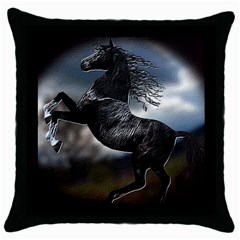 horse1 - Throw Pillow Case (Black)