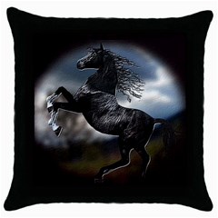 horse1 - Throw Pillow Case (Black)