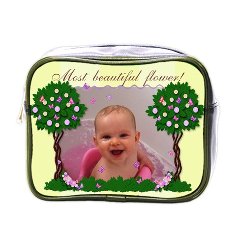 Most Beautiful Flower! Mini Toiletry Bag By Claire Mcallen Front