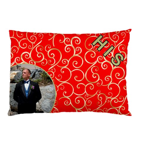 His Red And Gold Pillow Case (2 Sided) By Deborah Front