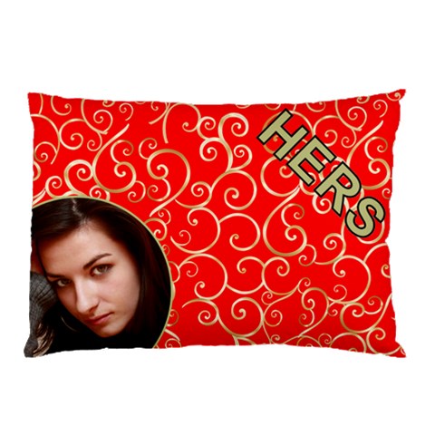 Hers Red And Gold Pillow Case (2 Sided) By Deborah Front