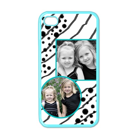 Iphone 4 Case Black And Turquoise By Amanda Bunn Front