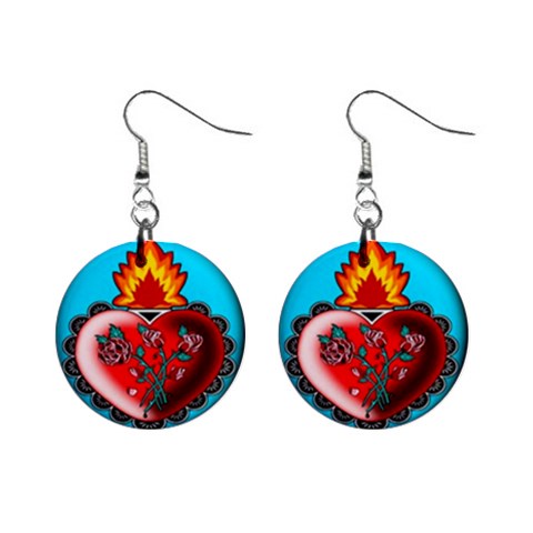 Heart With Fire Earrings By Chaido Front