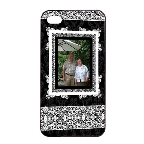 Elegant Black & White Apple Iphone 4/4s Seamless Case Black By Klh Front