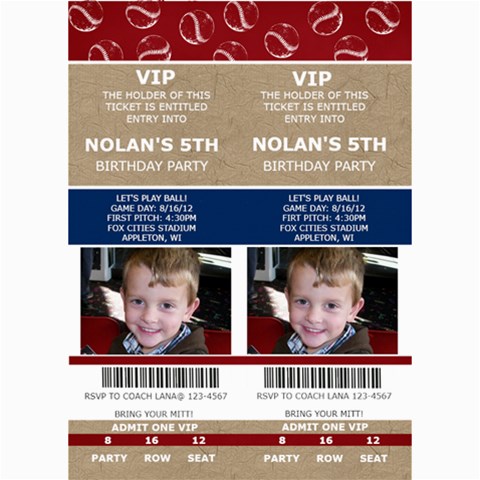 Sports Ticket Invite By Lana Laflen 7 x5  Photo Card - 2