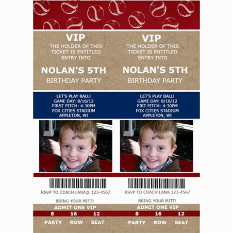 Sports Ticket Invite By Lana Laflen 7 x5  Photo Card - 8