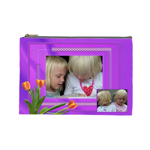 Happy Times 2 Large Cosmetic Bag By Deborah Front