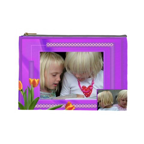 Happy Times 2 Large Cosmetic Bag By Deborah Front