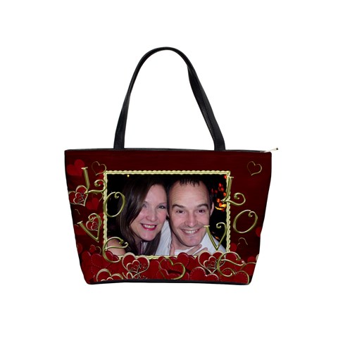 Red And Black Gold Love Heart Bag By Claire Mcallen Front