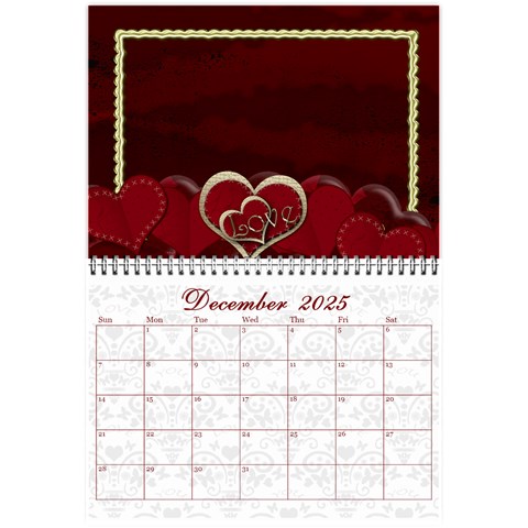 2025 February Start Red Love Heart Calendar By Claire Mcallen Dec 2025