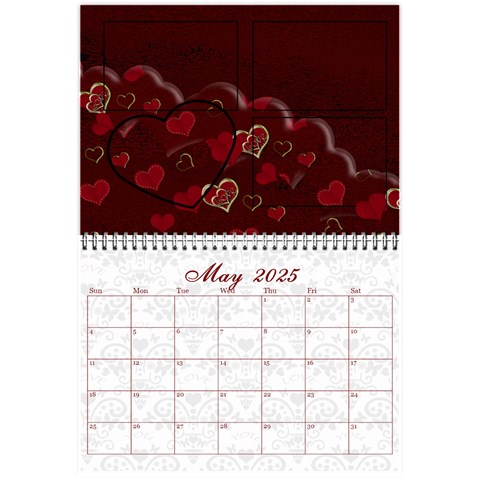 2025 February Start Red Love Heart Calendar By Claire Mcallen May 2025
