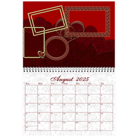 2025 February Start Red Love Heart Calendar By Claire Mcallen Aug 2025