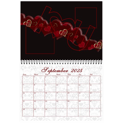 2025 February Start Red Love Heart Calendar By Claire Mcallen Sep 2025