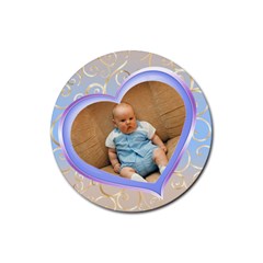Our Heart blue round Coaster - Rubber Coaster (Round)