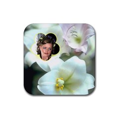 White Flower Coaster - Rubber Coaster (Square)