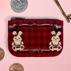 Red Tartan Bunny Love mini  coin purse - Mini Coin Purse